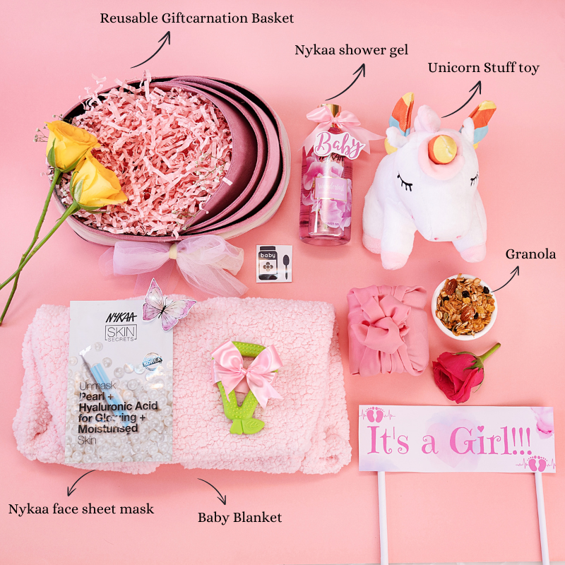 Baby girl gift basket top