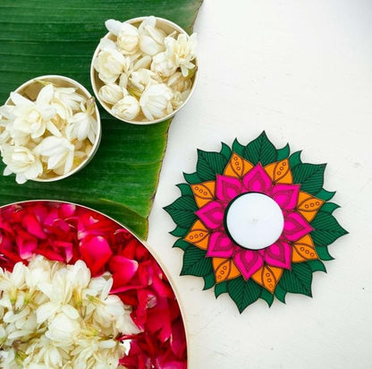 Colorful Wooden Diya (Multicolor - 1 piece)